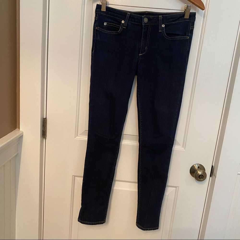 THEORY JEANS SKINNY LEG NAVY BLUE DENIM 5 POCKET ZIP FLY SIZE 27